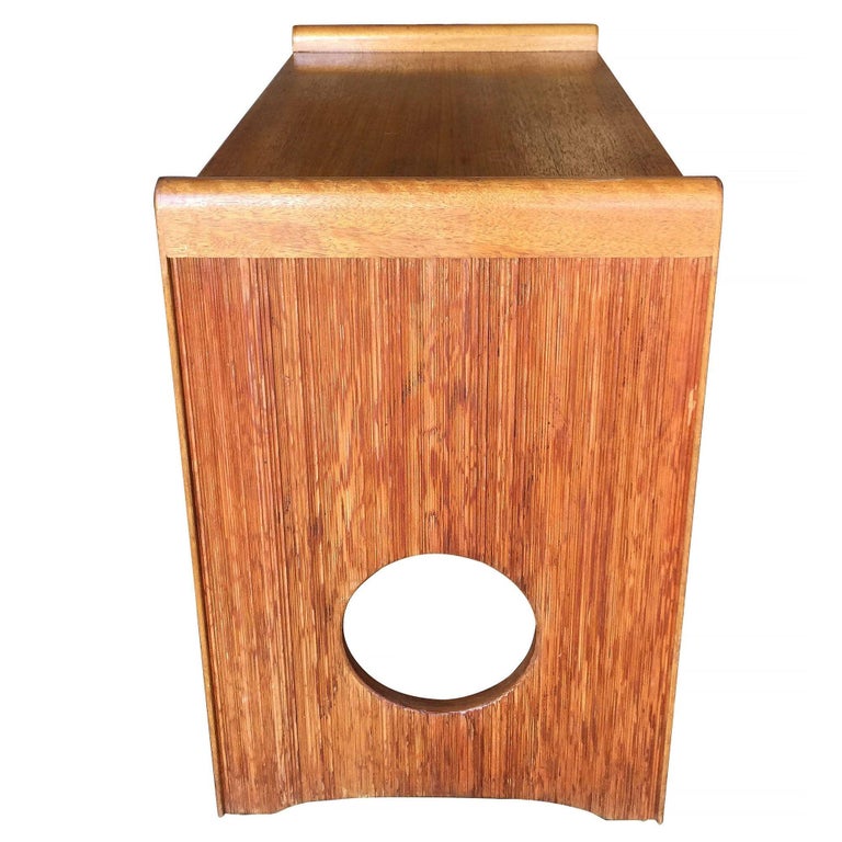 Paul Frankl Combed Wood Vanity with Stool for Brown Saltman