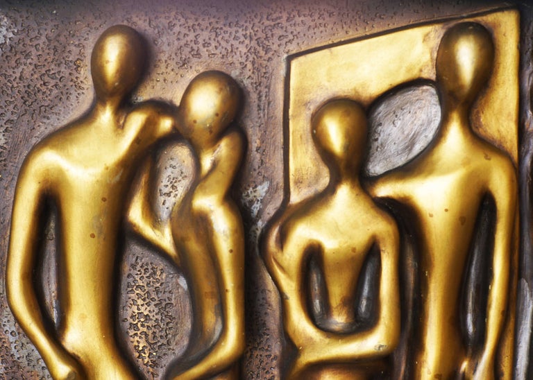 Midcentury Abstract "Lovers" Figural Wall Relief Sculpture, circa 1960