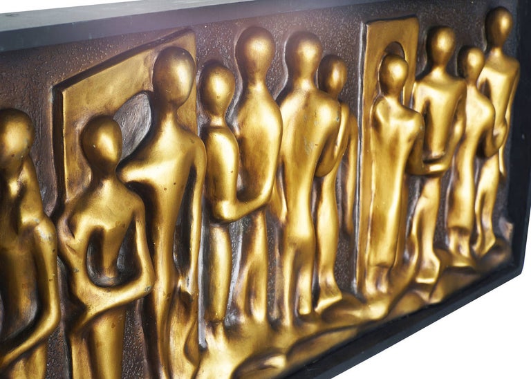 Midcentury Abstract "Lovers" Figural Wall Relief Sculpture, circa 1960