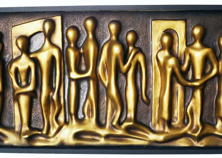 Midcentury Abstract "Lovers" Figural Wall Relief Sculpture, circa 1960