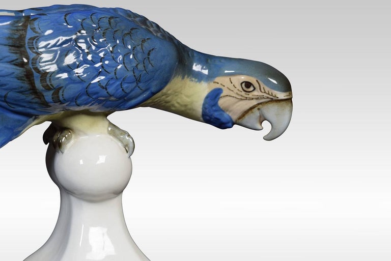 Midcentury Tropical Ceramic Blue Macaw by Royal Dux