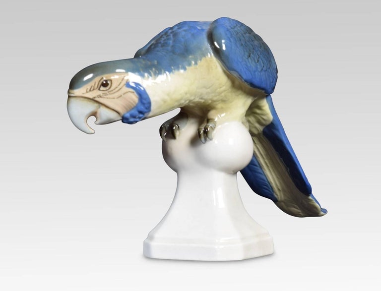 Midcentury Tropical Ceramic Blue Macaw by Royal Dux