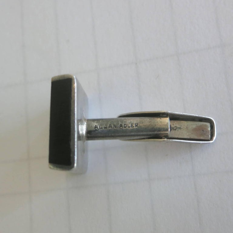 Allan Adler Sterling and Ebony Modernist Cufflinks, circa 1963