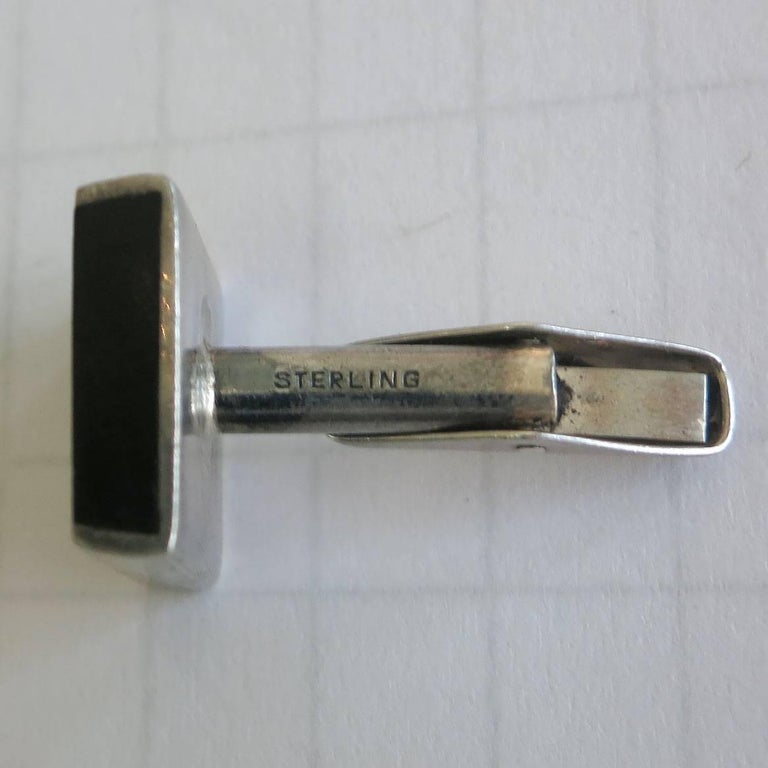 Allan Adler Sterling and Ebony Modernist Cufflinks, circa 1963