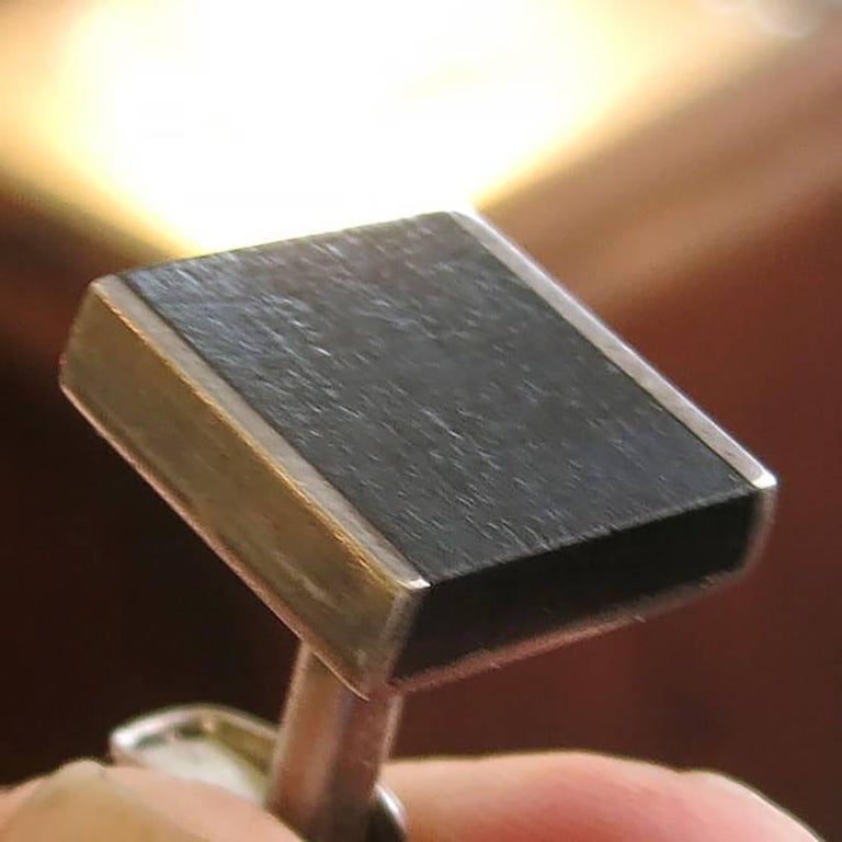 Allan Adler Sterling and Ebony Modernist Cufflinks, circa 1963