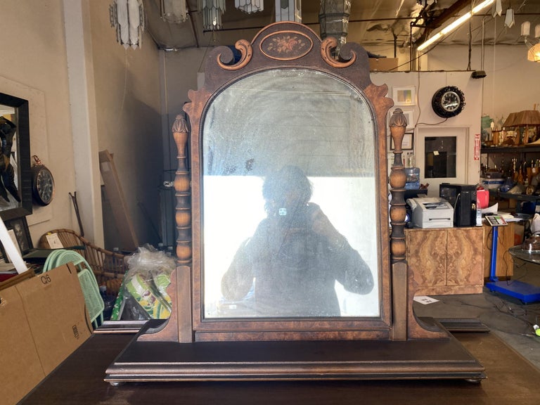 Antique Walnut Highboy Dresser w/ Vanity Table Mirror by Berkey & Gay Furniture