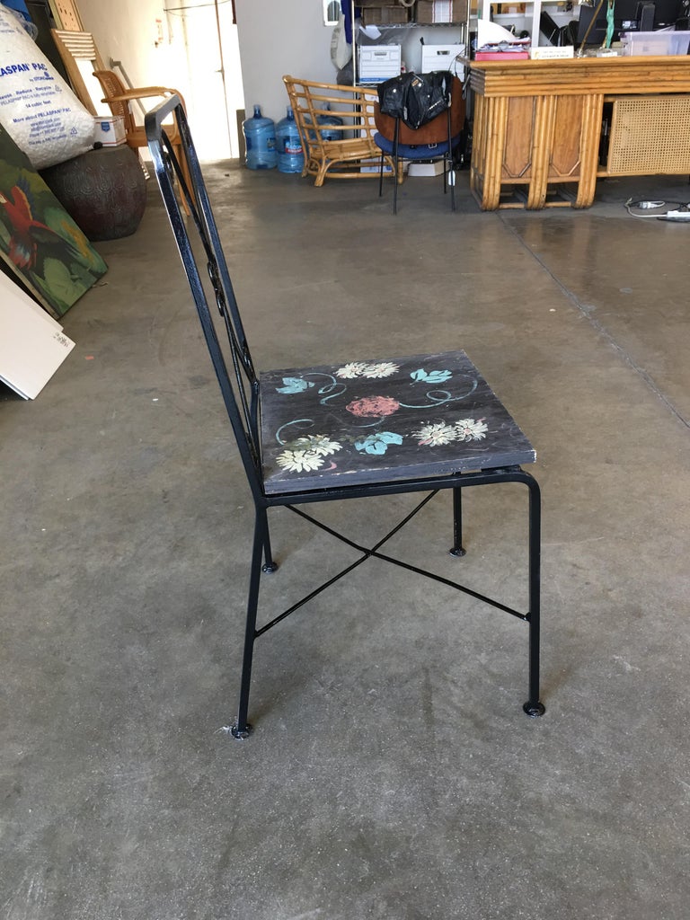 Scrolling Iron Patio/Outdoor Lounge Chair with Pad Seat, Set of Four