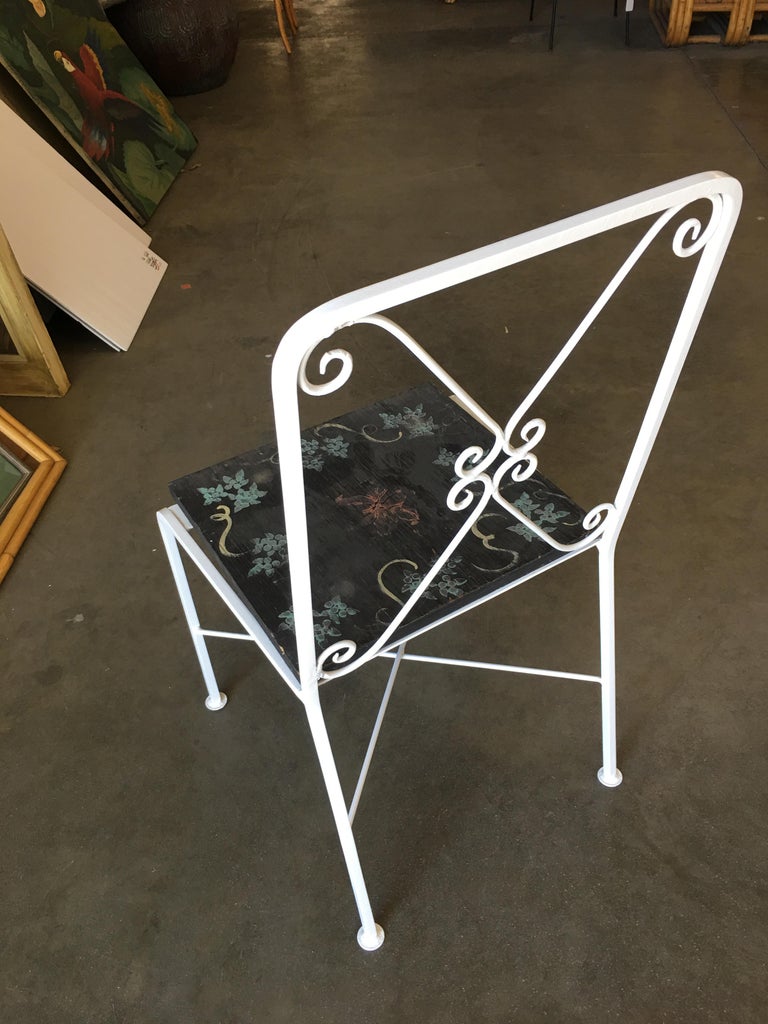 Scrolling Iron Patio/Outdoor Lounge Chair with Pad Seat, Set of Four