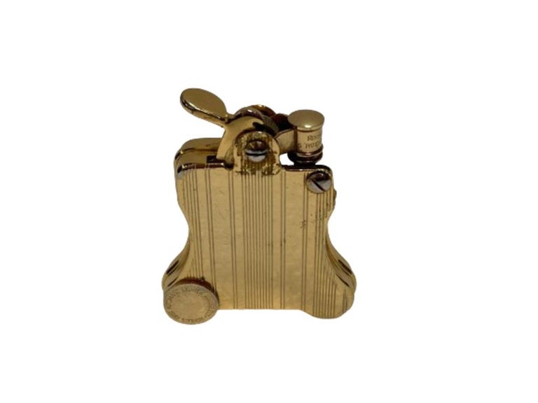 Gold-Plated Ronson Banjo Stylish Design Petrol Lighter, Japan
