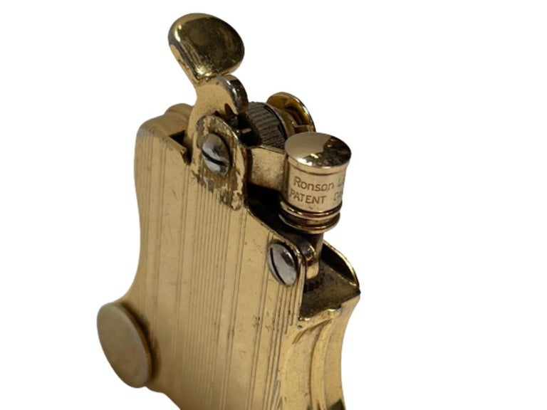 Gold-Plated Ronson Banjo Stylish Design Petrol Lighter, Japan
