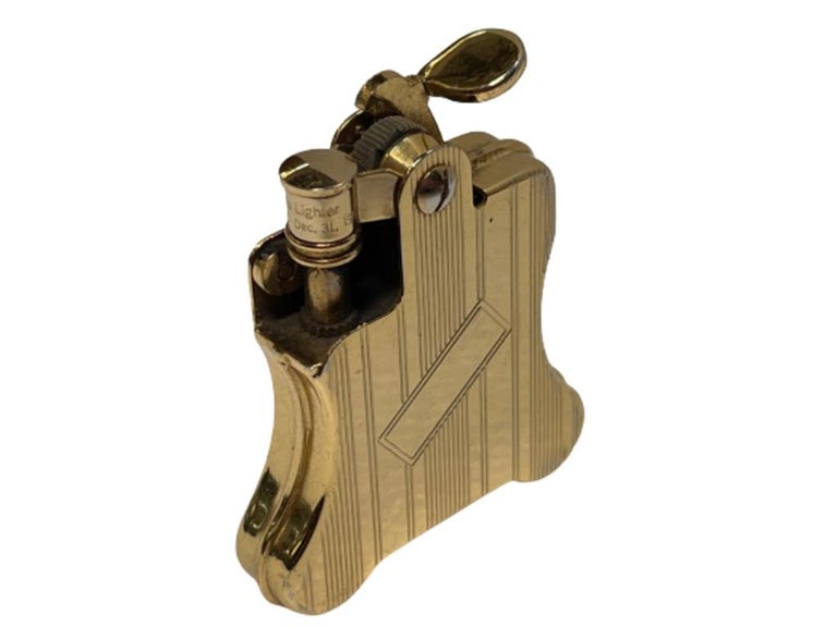 Gold-Plated Ronson Banjo Stylish Design Petrol Lighter, Japan