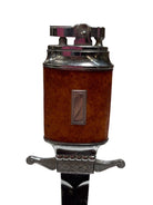Chrome Midcentury Leather Wrapped Letter Opener Lighter