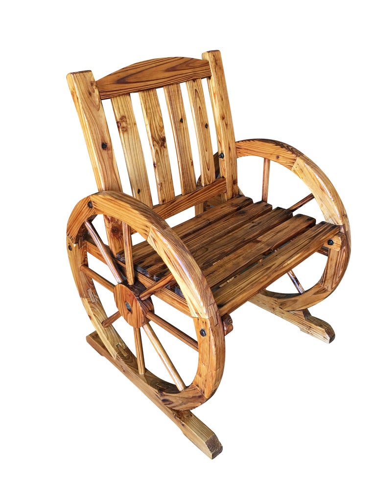 Western Folk Art Wagon Wheel Table and Chairs Set, 1960