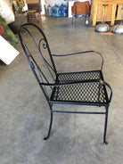 Iron Outdoor Patio Cafe Chair w/ Scrolling Back Iron , Pair
