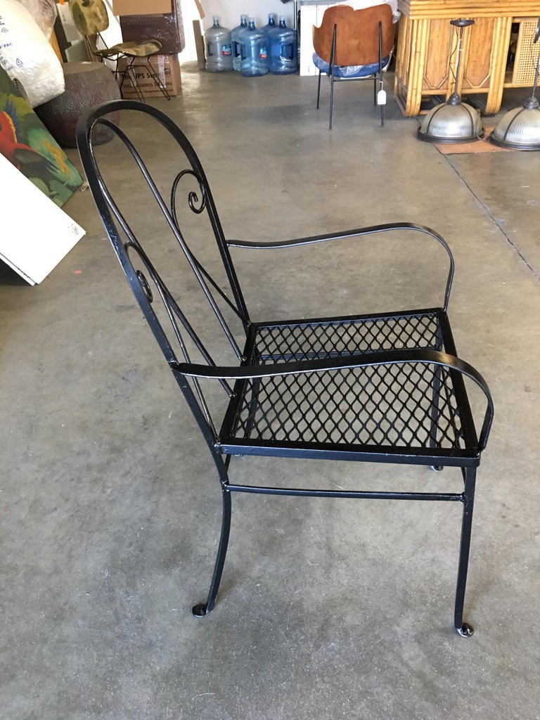 Iron Outdoor Patio Cafe Chair w/ Scrolling Back Iron , Pair