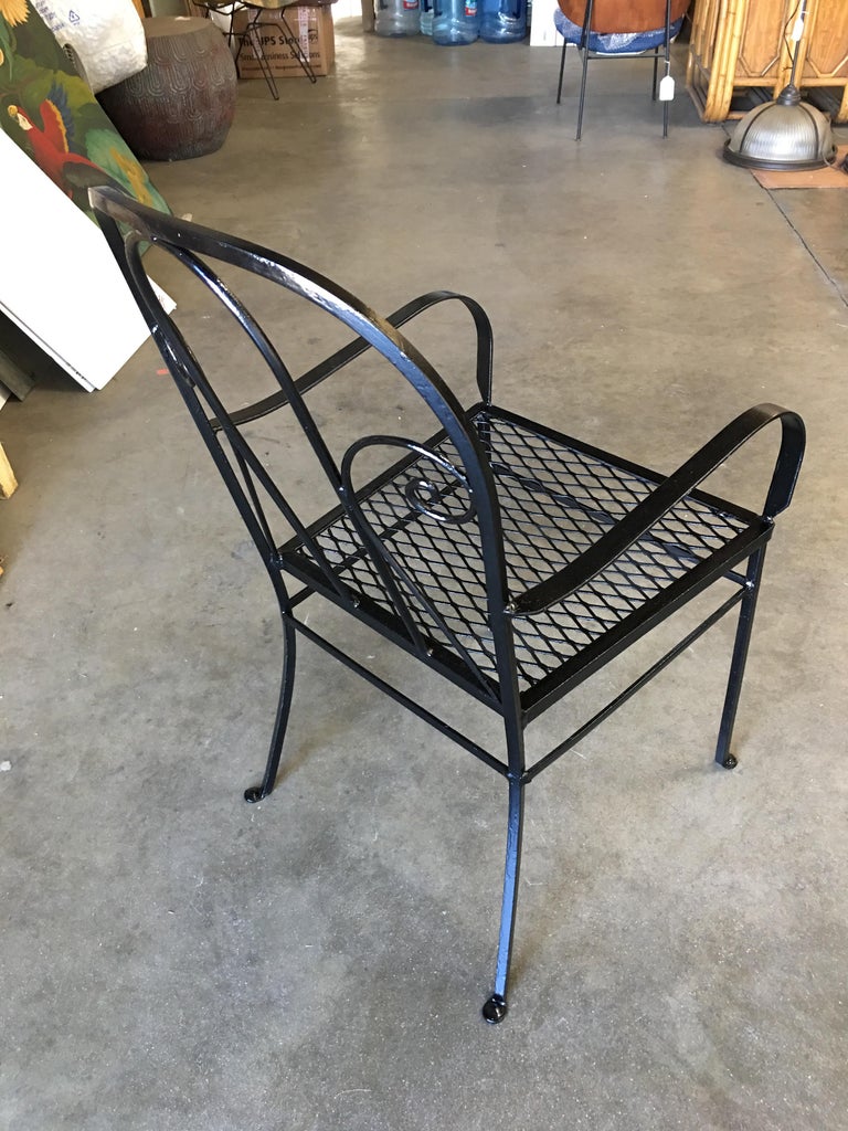 Iron Outdoor Patio Cafe Chair w/ Scrolling Back Iron , Pair