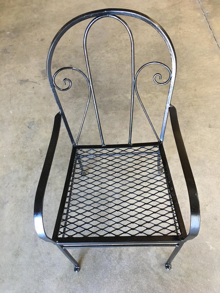 Iron Outdoor Patio Cafe Chair w/ Scrolling Back Iron , Pair