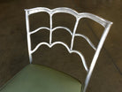 Art Deco Silver Tone Casted Aluminum Spiderweb Side Chair, Pair