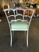 Art Deco Silver Tone Casted Aluminum Spiderweb Side Chair, Pair