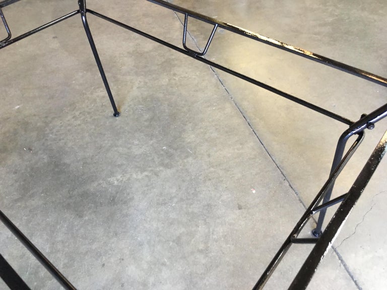 Woodard Wrought Iron and Glass Art Deco Patio / Outdoor Table