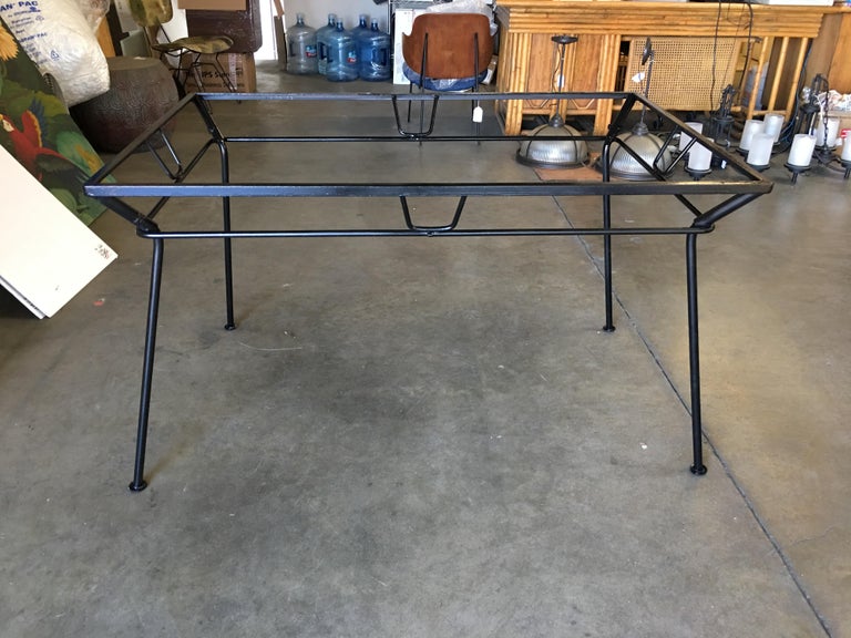 Woodard Wrought Iron and Glass Art Deco Patio / Outdoor Table