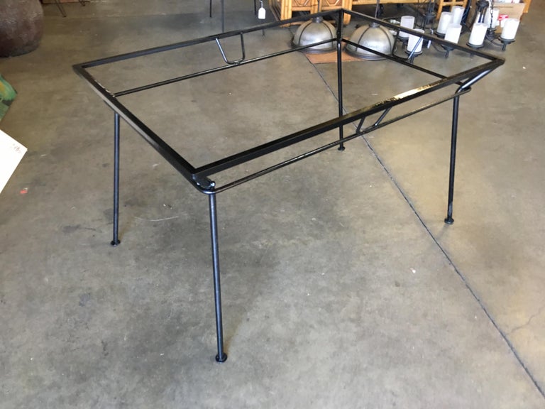 Woodard Wrought Iron and Glass Art Deco Patio / Outdoor Table