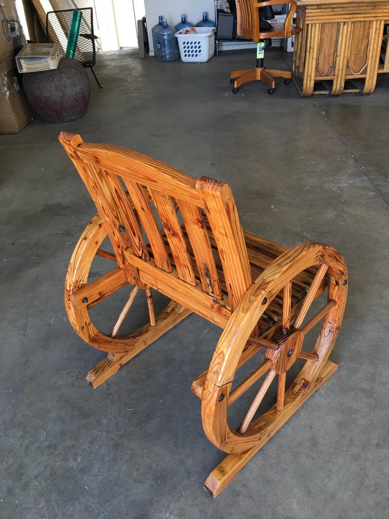 Western Folk Art Wagon Wheel Table and Chairs Set, 1960