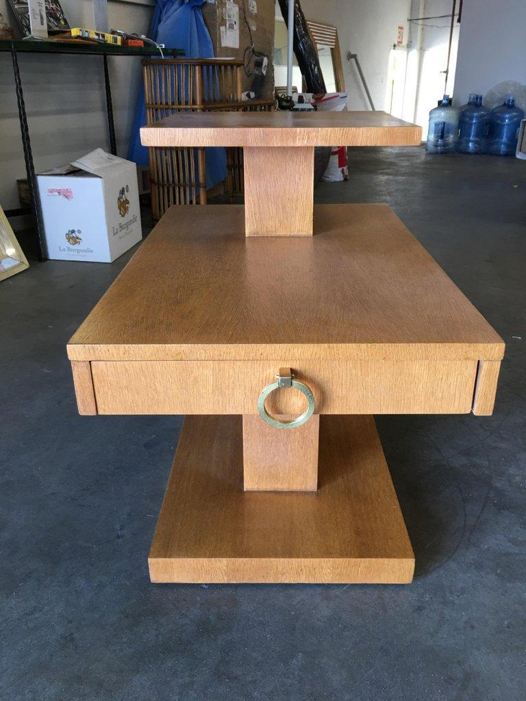 Large Architectonic Side Table with Bronze Pull by Lane