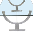 Machined Aluminum Dining Table with Glass Top