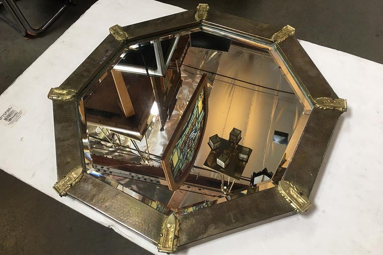 Arts & Crafts Hand Hammered Octagon Copper Mirror