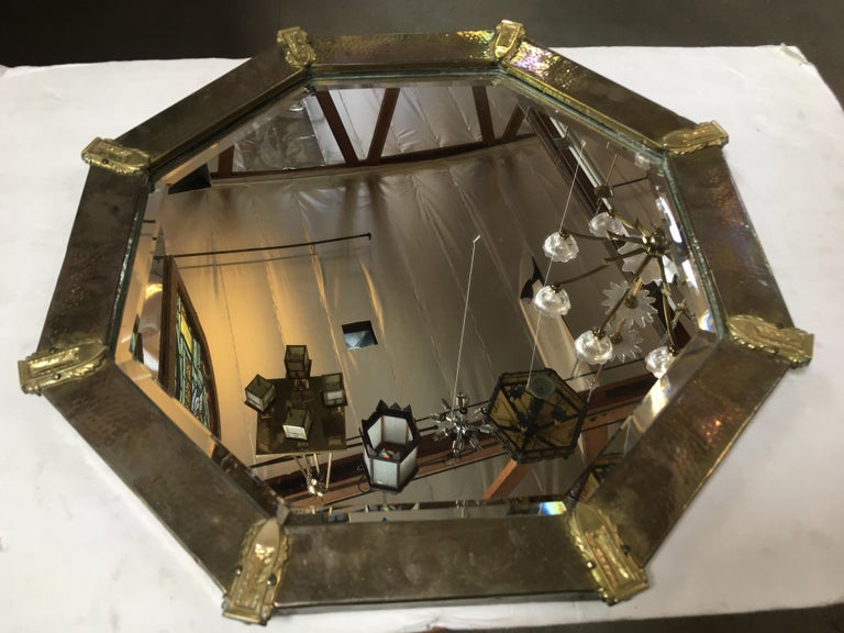 Arts & Crafts Hand Hammered Octagon Copper Mirror