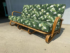 Restored "Hairpin" Leg Rattan 2-Strand 3-Seat Sofa with Bent Pole Arms