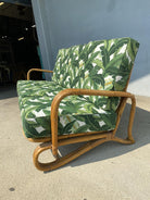 Restored "Hairpin" Leg Rattan 2-Strand 3-Seat Sofa with Bent Pole Arms