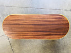 Restored Vertically Stacked Rattan Coffee Table with Mahogany Top