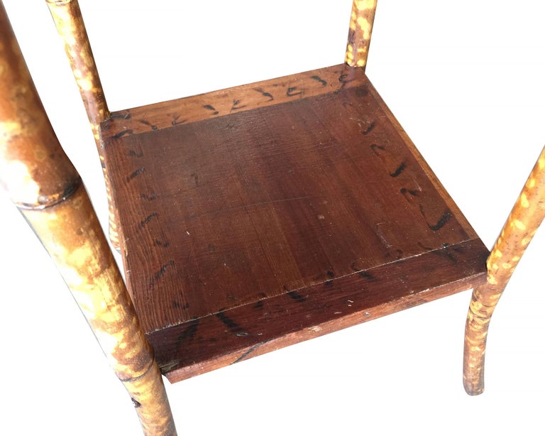 Restored Antique Tiger Bamboo Pedestal with Storage Box