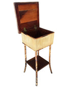 Restored Antique Tiger Bamboo Pedestal with Storage Box