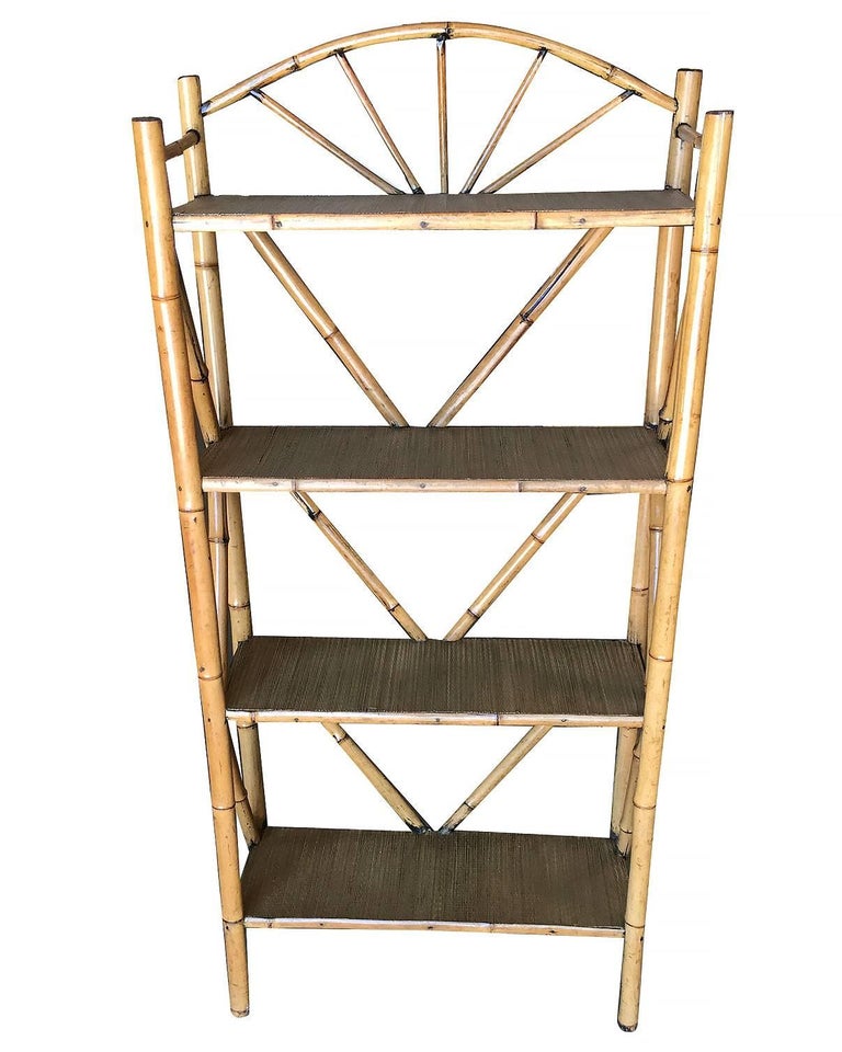 Restored Aesthetic Movement Tiger Tortoise Bamboo 4-Tier Corner Shelf w/ Crown