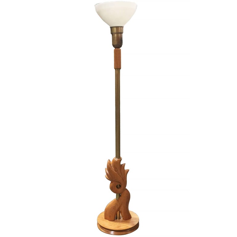 Heifetz Style Hand-Carved Torchiere Floor Lamp