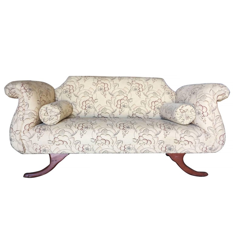 Duncan Phyfe Style Love Seat Settee with Scrolling Arms