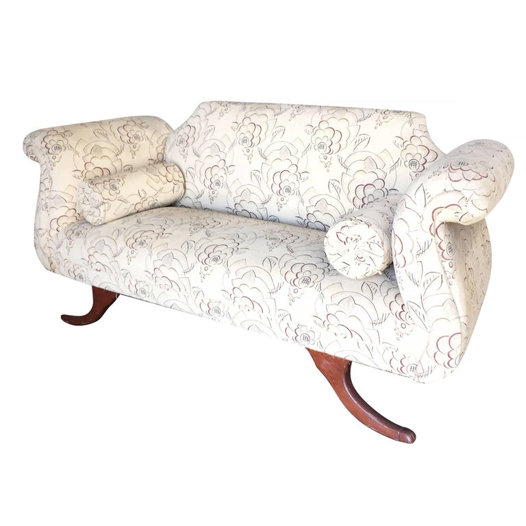 Duncan Phyfe Style Love Seat Settee with Scrolling Arms