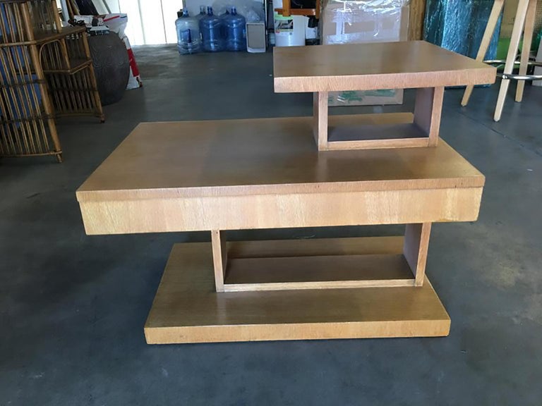 Large Architectonic Side Table with Bronze Pull by Lane