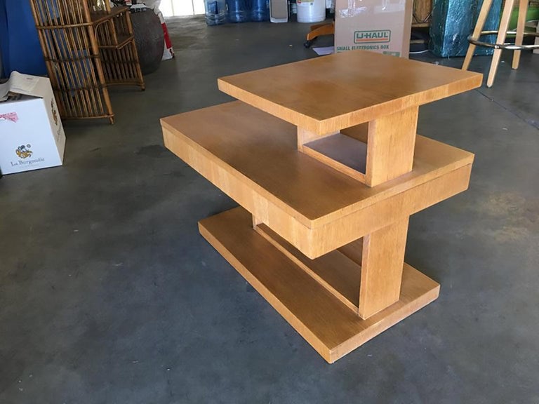 Large Architectonic Side Table with Bronze Pull by Lane