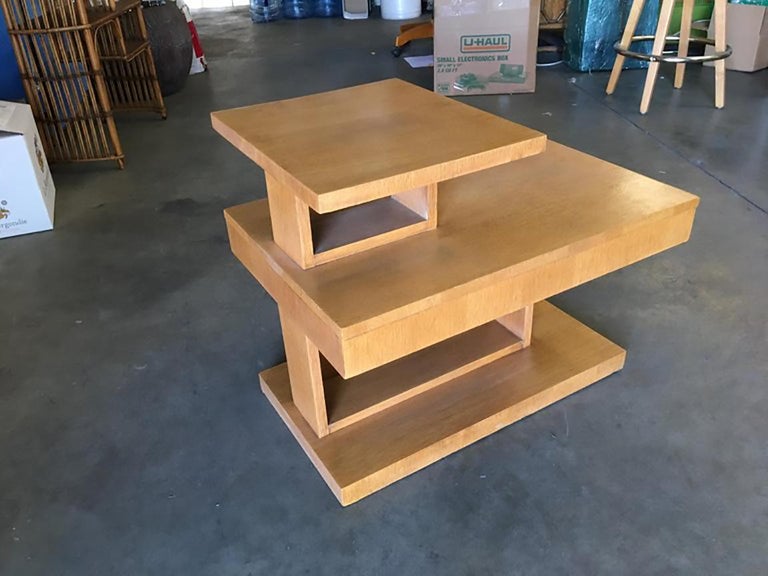 Large Architectonic Side Table with Bronze Pull by Lane