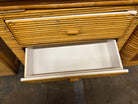 Restored Stacked Stcik Reed Rattan Lowboy Dresser With Mahogany Top