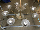 Bronze Modernist Lighting Bolt Chandelier with Holophane Glass Fixtures