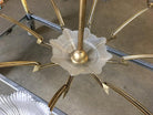 Bronze Modernist Lighting Bolt Chandelier with Holophane Glass Fixtures
