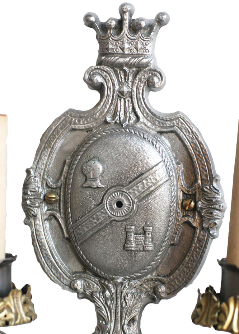 Edwardian Aluminum Crest Wall Sconce