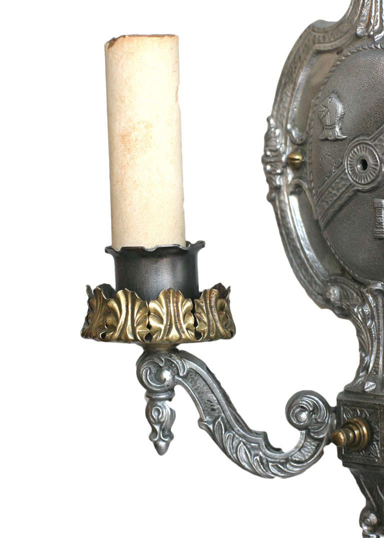 Edwardian Aluminum Crest Wall Sconce