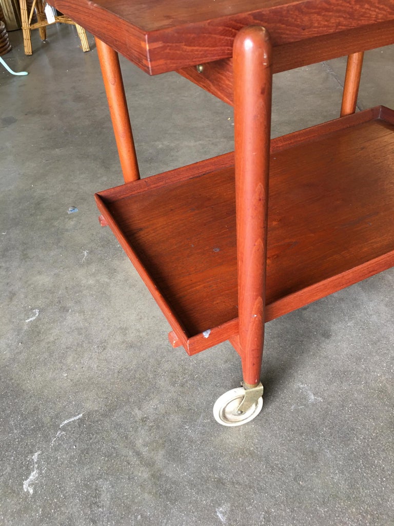 Poul Hundevad Attributed Danish Modern Expanding Rolling Bar Cart