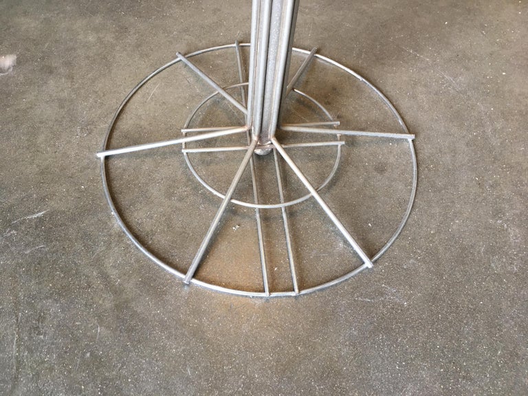 Chrome Wire Art Light Up Martini Lounge Side Table with Glass Top